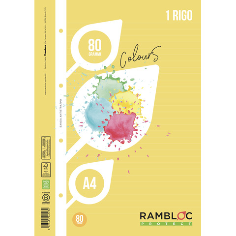 Ricambi rinforzati per quaderni ad anelli Rambloc – A4 – 80 g/m² – 40 ff – 1R – giallo – 90524123