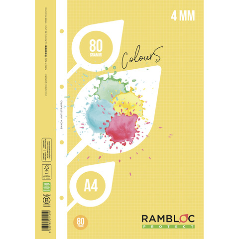 Ricambi rinforzati per quaderni ad anelli Rambloc – A4 – 80 g/m² – 40 ff – 4M – giallo – 90524121