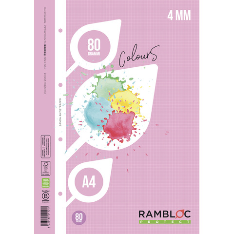 Ricambi rinforzati per quaderni ad anelli Rambloc – A4 – 80 g/m² – 40 ff – 4M – rosa – 90524124