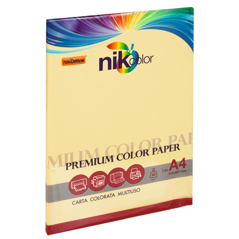Carta colorata colori pastello formato A4 Nikoffice 5 colori assortiti pastello 80 g – 100 ff – 23NIK095