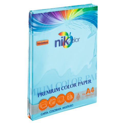 Carta colorata colori pastello formato A4 Nikoffice 5 colori assortiti pastello 200 g – 100 ff – 23NIK095/200