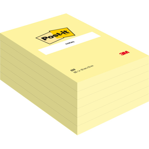 Foglietti riposizionabili Post-it® formato 101×152 mm – in conf. da 6 blocchetti Giallo Canary™ – 659N