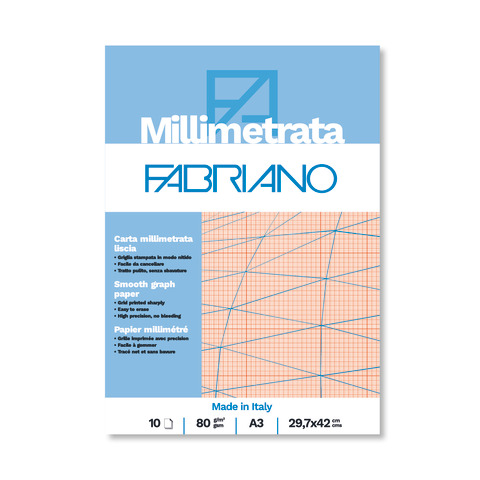 Blocco carta millimetrata Fabriano 10 fogli – 80 g formato A3 – 19100664