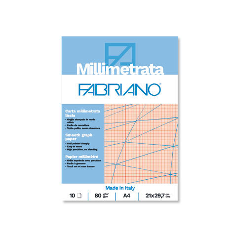Blocco carta millimetrata Fabriano 10 fogli – 80 g formato A4 – 19100662