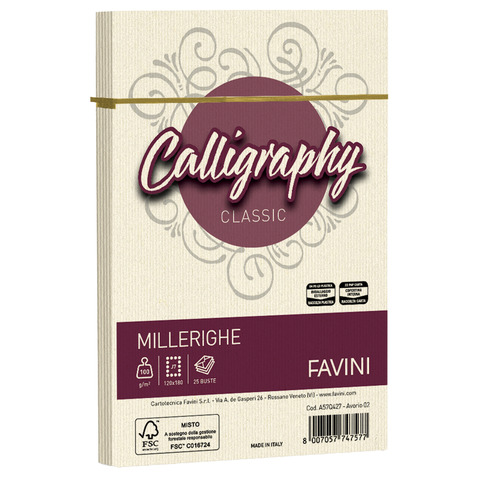 Busta Favini Millerighe formato 12×18 cm 100 g – conf. 25 pz – colore avorio A57Q427