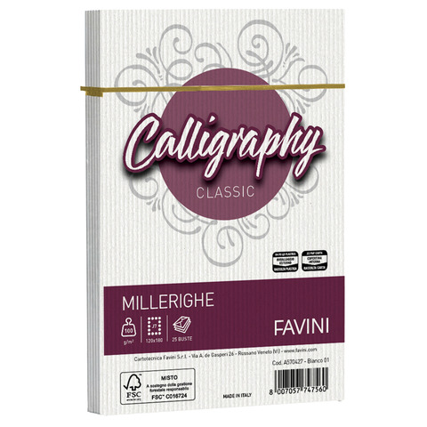 Busta Favini Millerighe formato 12×18 cm 100 g – conf. 25 pz – colore bianco A570427