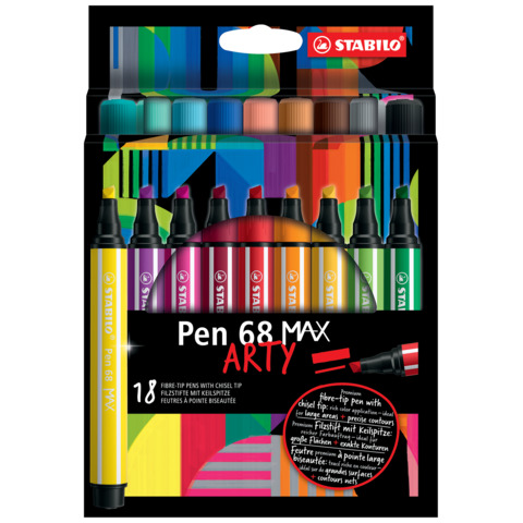 Pennarello Stabilo Pen 68 Max punta scalpello – conf. 18 pezzi – 768/18-21