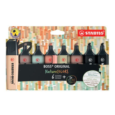 Evidenziatori Stabilo Boss Nature Colors – colori assortiti – conf. 8 pezzi – 70/8-2-1