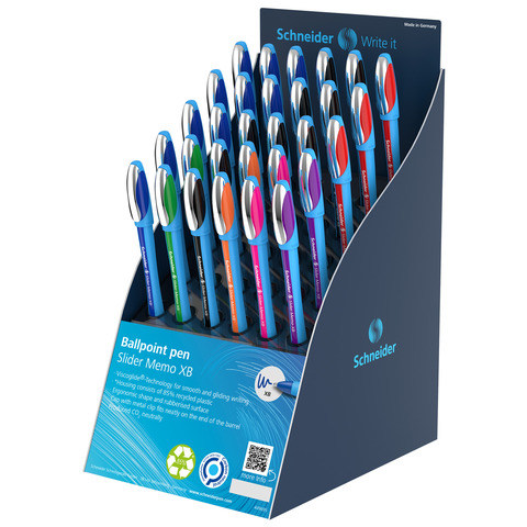 Espositore 30 penne a sfera Schneider Slider Memo XB – 7 colori assortiti – P304042