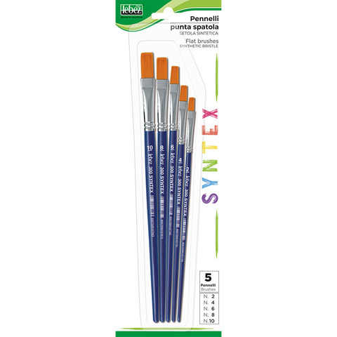 Pennelli Lebez Syntex in setole sintetiche – punta piatta – conf. 5 pz – 300B