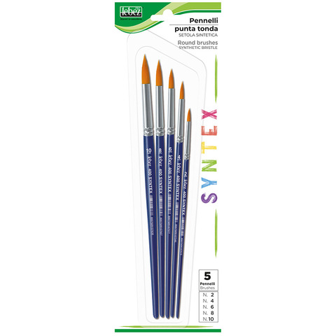 Pennelli Lebez Syntex in setole sintetiche – punta tonda – conf. 5 pz – 400B