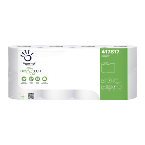 Carta igienica Papernet Bio Tech – conf. 7 pz da 8 rotoli – 3 veli – 417817