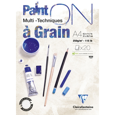 Blocco collato Clairefontaine Paint’on a Grain conf. 4 pz – 250 g/m² A4 – 975049C