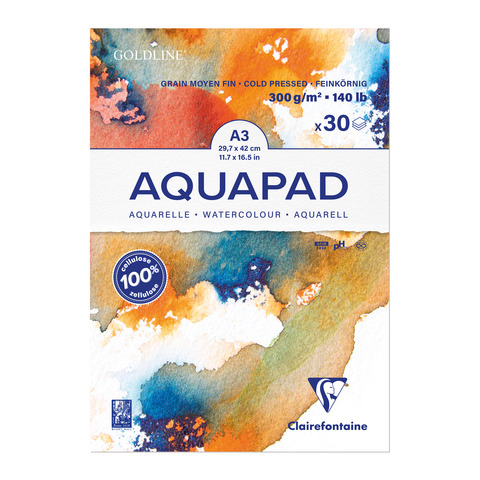 Maxiblocco Clairefontaine Goldline Aquapad conf. 3 pz – 300 g/m² A3 – 975722C