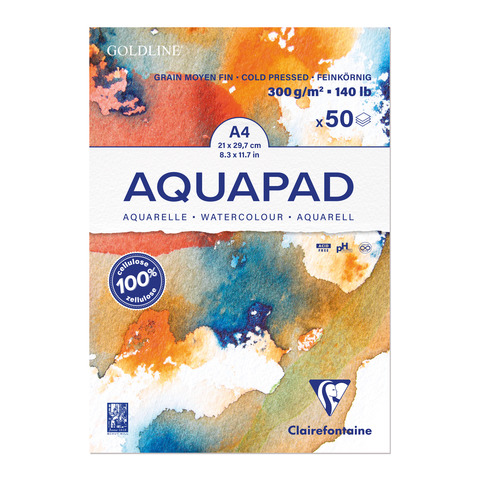 Maxiblocco Clairefontaine Goldline Aquapad conf. 3 pz – 300 g/m² A4 – 975721C