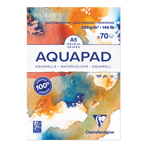 Maxiblocco Clairefontaine Goldline Aquapad conf. 3 pz – 300 g/m² A5 – 975720C