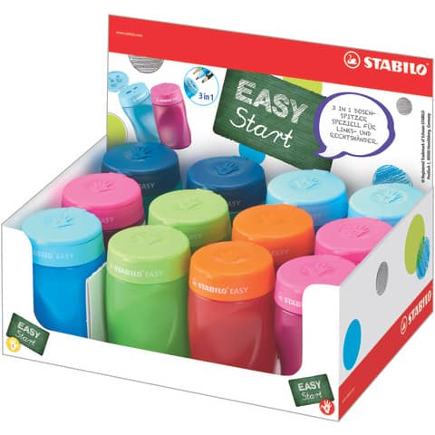 Espositore 12 temperamatite Stabilo Easy con serbatoio XXL – colori assortiti – 4500/12-1