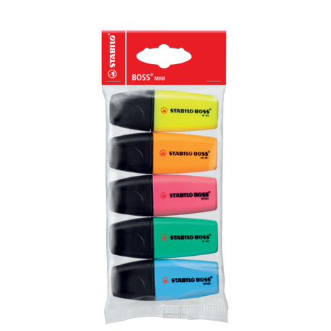 Evidenziatori Stabilo Boss Mini – colori assortiti – blister da 5 pezzi – 07/5-2-01