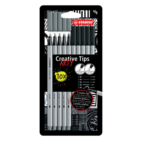 Stabilo Creative Tips – conf. 10 pz – nero e grigio 89/10-1-20