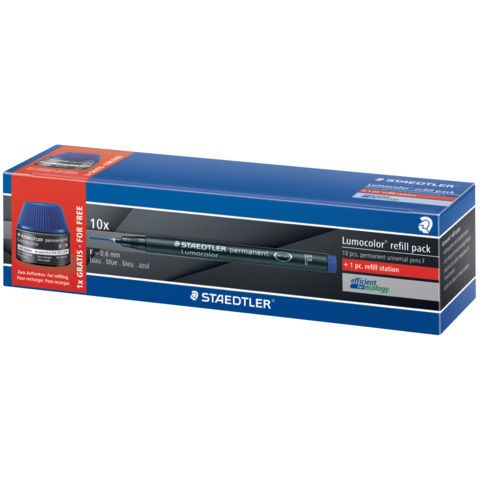 Penna Steadtler Lumocolor più refill – conf. 10 pezzi – colore inchiostro blu 318-3C10P
