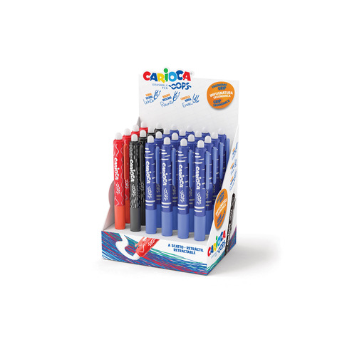 Espositore 24 penne a scatto cancellabili Carioca OOPS inchiostro termosensibile M 0,7 assortiti – 43044