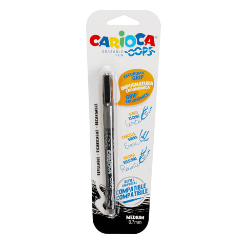 Penne cancellabili Carioca OOPS con inchiostro termosensibile punta M 0,7 mm nero – 43036/01