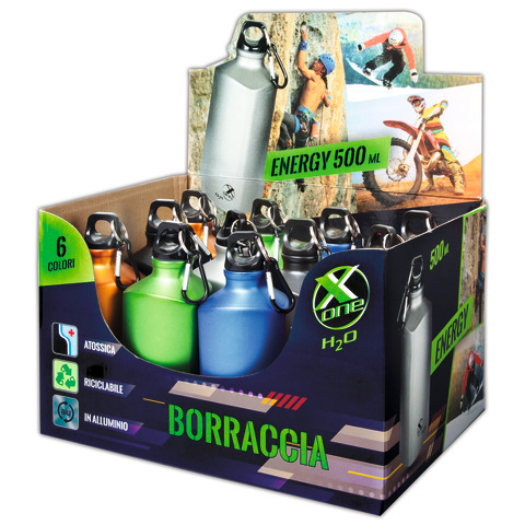 Espositore 12 borracce X-One energy forma triangolare – capacità 500 ml – 57NIK004