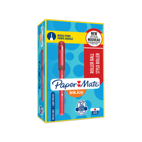 Penna roller Paper Mate Inkjoy punta ad ago fine 0,5 mm – conf. da 12 – rosso 1986308
