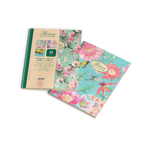 Maxi quaderno spiralato Pigna Nature Flowers A4 – 80 g/m² – 120 ff – 5M – 0215124T5