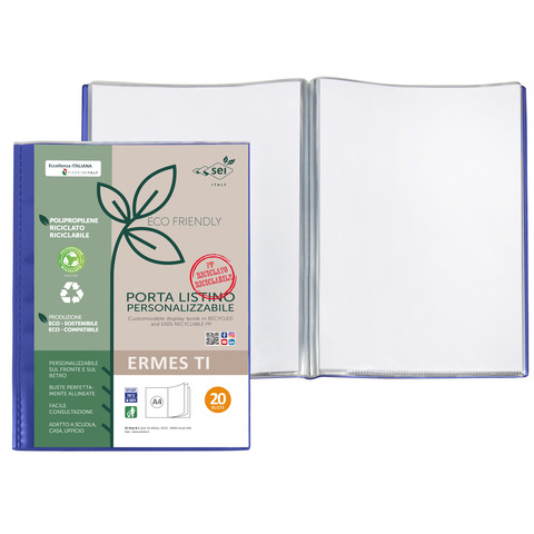 Portalistini personalizzabile Sei Rota Ermes Ti in PP riciclato buccia 22×30 cm blu 20 buste – 57272007