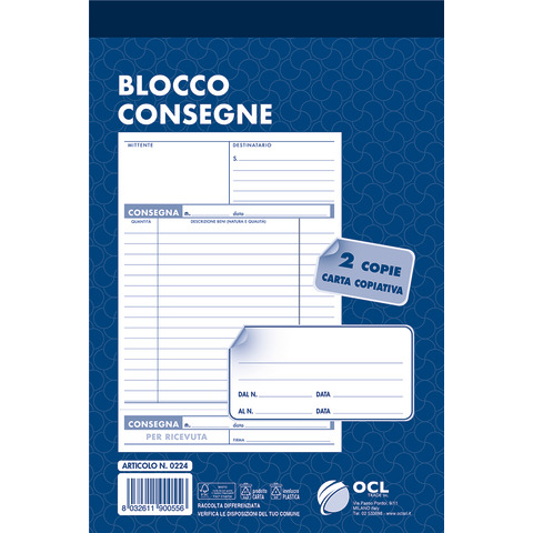 Blocco consegne O.C.L. 14,4×21,6 cm 50×2 copie – 0224