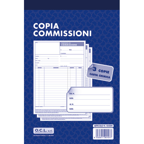 Blocco copia commissioni O.C.L. 11,4×21,6 cm 50×3 copie – 0350N