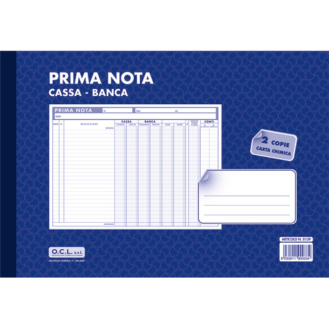 Blocco prima nota cassa banca O.C.L. 30,5×21 cm – 0139
