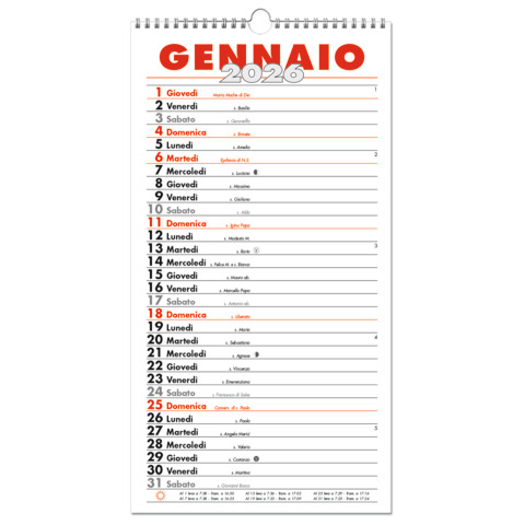 Calendario da muro O.C.L. 16×34 cm – 1400