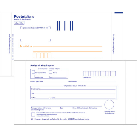 Cartoline postali bianche A.R. O.C.L. – posta prioritaria conf. da 100 pezzi – 0166N
