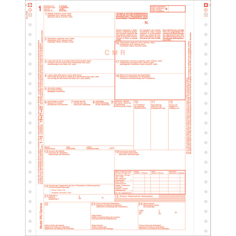 Lettera di vettura internazionale CMR O.C.L. 24×30,5 cm 5 copie – 0106