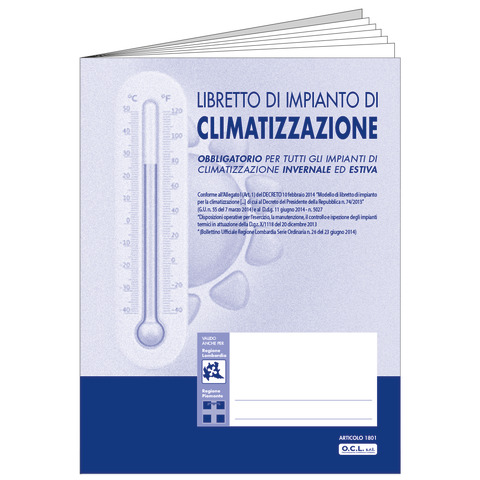 Libretto di impianto per la climatizzazione estiva e invernale All-in-1 O.C.L. – A4 – in 3 copie – 1801