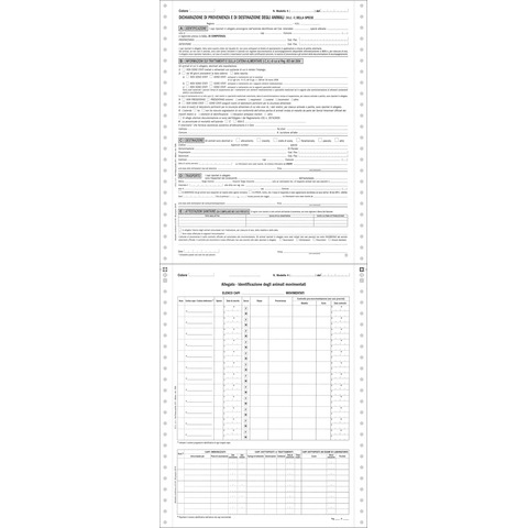Dichiarazione di provenienza animali O.C.L. – bianco 4 copie – 25 moduli – 1559