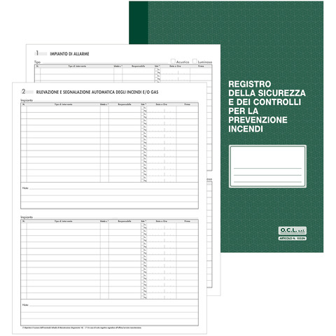 Registro sicurezza e controlli per la prevenzione incendi O.C.L. 48 pagine – 1055N