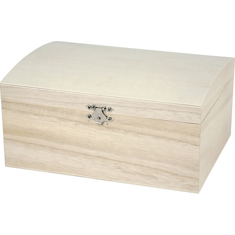 Cofanetto in legno naturale Creativ Company con coperchio curvo e chiusura di metallo 21,5×15,8×10,6 cm –