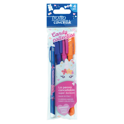 Penna a sfera Tratto Cancellik Candy Collection – conf. 4 pz – cancellabile F042302