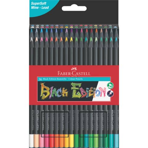 Matite colorate Faber-Castell Black Edition – colori assortiti – astuccio in cartone – conf. 36 pezzi – 116436