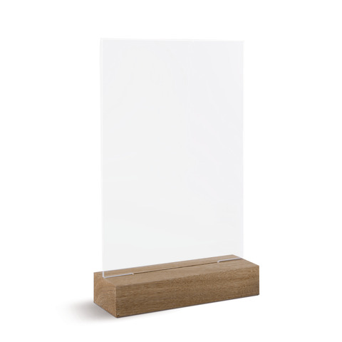 Portadepliant a T Lebez in acrilico con base in legno formato A6 10,5×15 cm – 81006