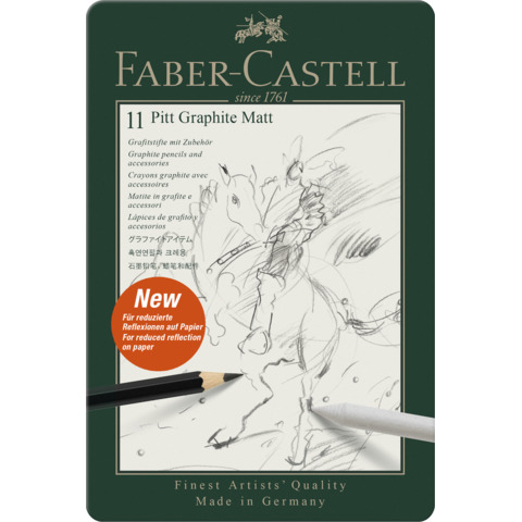 Matite colorate Faber-Castell Pitt Graphite Matt in conf. da 8 colori assortiti + 3 accessori – 115220