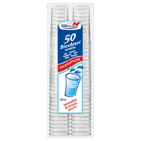 Bicchieri Tumbler in polipropilene trasparente – 355 ml – conf. 50 pezzi – 22309
