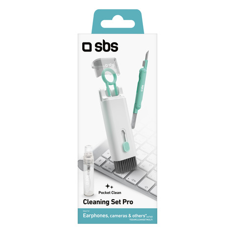 Set per pulizia multifunzione auricolari SBS – spazzolino – schermo – penna e cotone bianco – TEEARCLEANSETMULTI