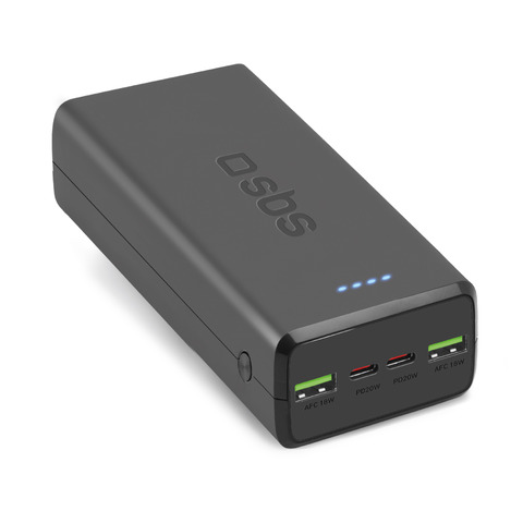 Powerbank SBS 30.000mAh 2xUSB AFC 18W + 2xType-C PD20W – nero TTBB30000PD20K