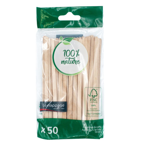 Palettine da caffè Le Nappage realizzate in carta H.11,5 cm bianco conf. 50 pz legno – 72914
