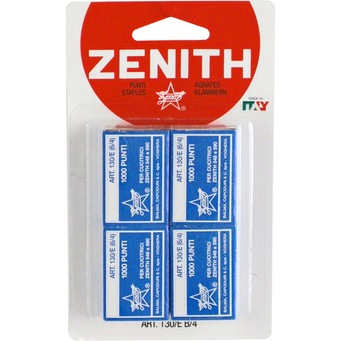 Punti Zenith 130/E standard 6/4 con filo in acciaio naturale – blister 4 scatole da 1.000 punti/cad. –