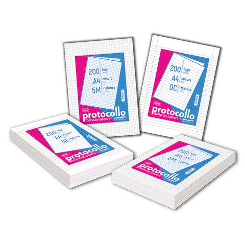 Fogli protocollo Blasetti A4 – 60 g/m² – risma 200 ff – 2C – 1284
